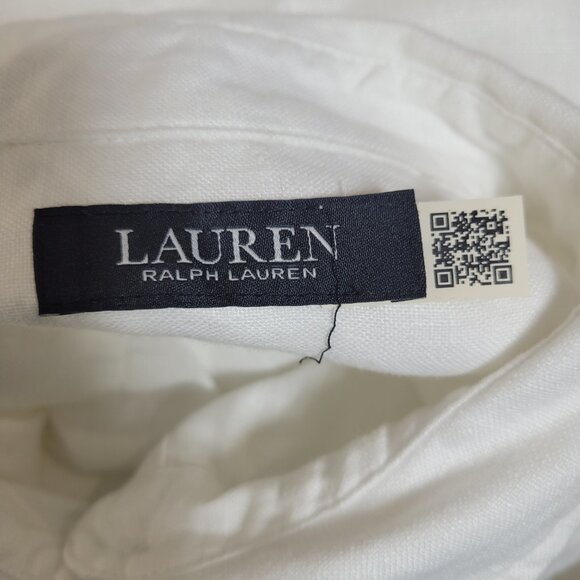 Lauren Ralph Lauren White 100% Linen Knee Length Minimalist Luxury Dress Size 18 - Picture 10 of 12